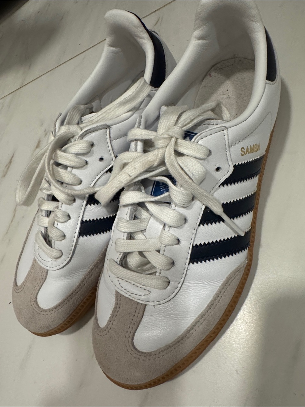 adidas Samba Leather Sneakers - White, Navy